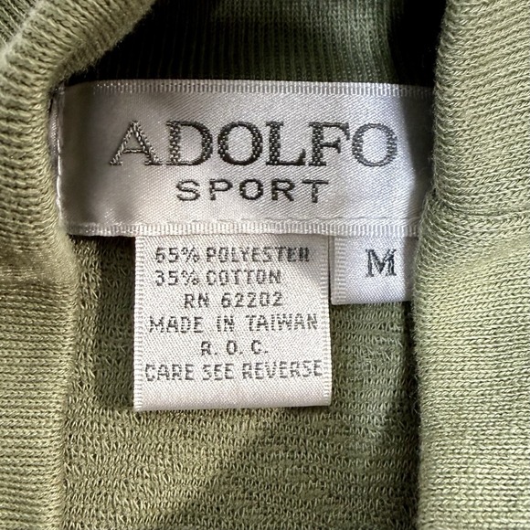 Adolfo Sport Women's M Green Textured Sweater Black Faux Leather Embellishments - Picture 5 of 5